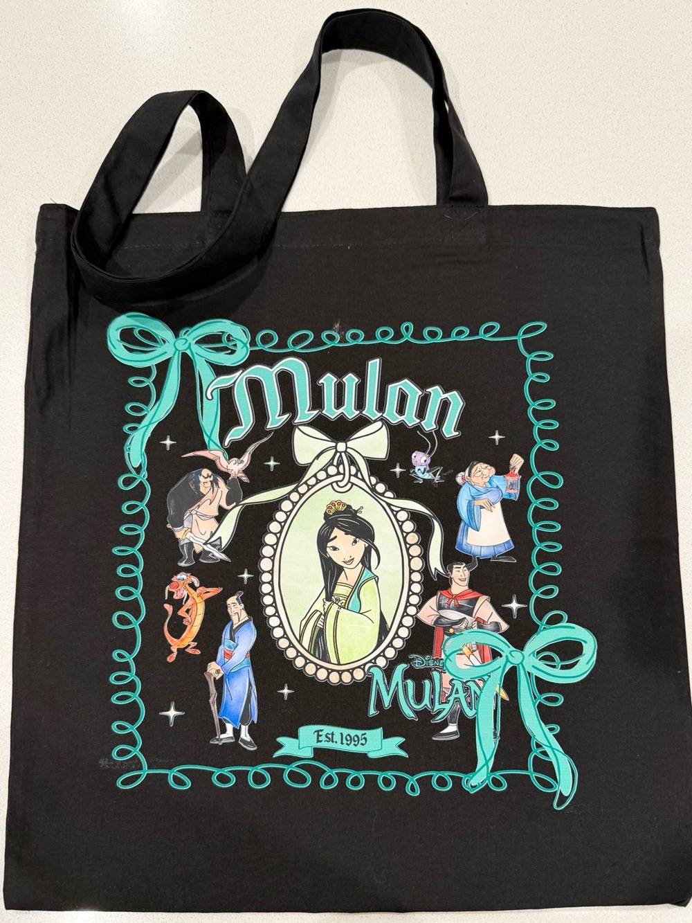 Disney Mulan Black Graphic Tote Bag